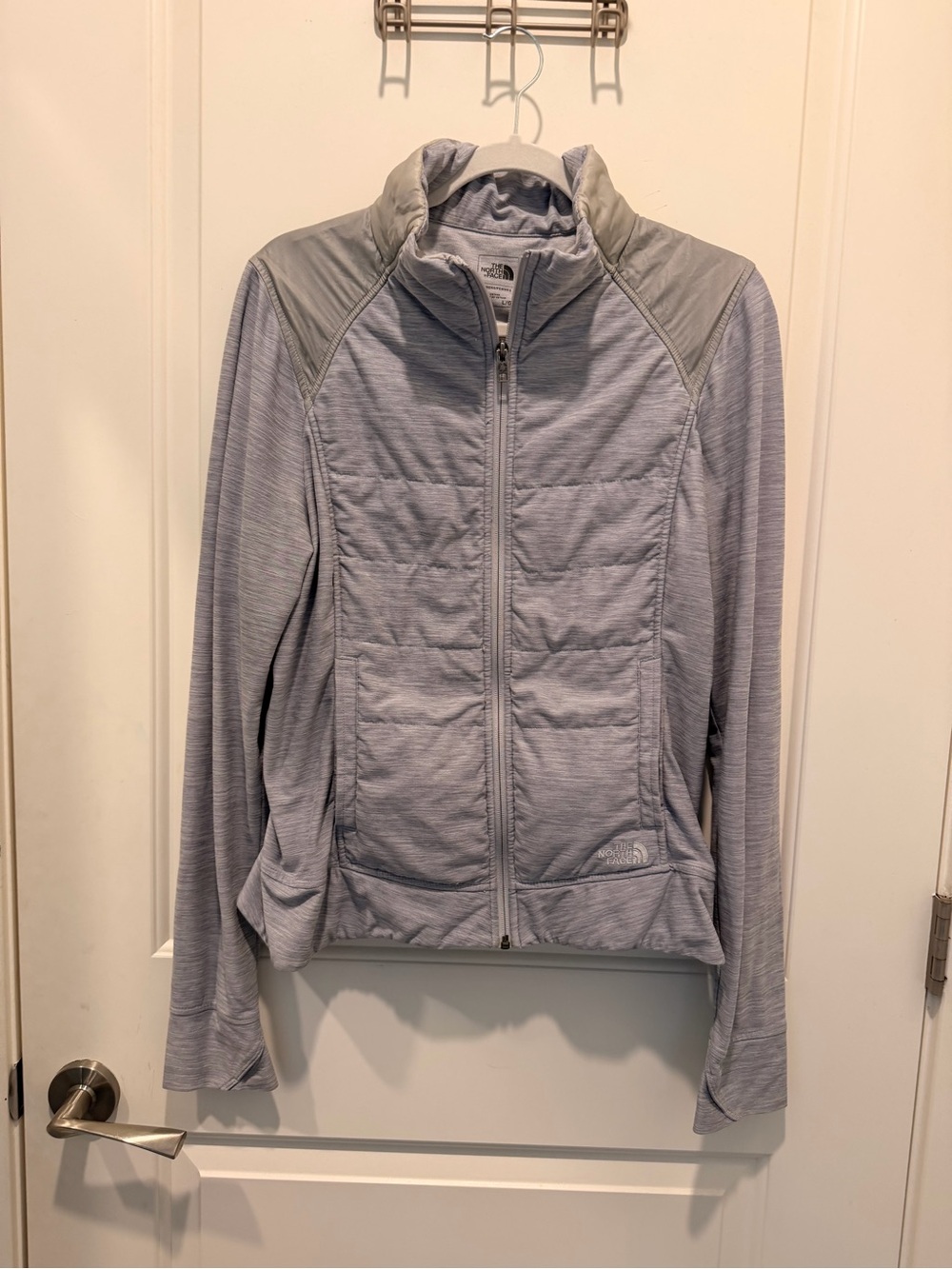 The North Face Women's Heathered Gray Full Zip Quilted Jacket Size L